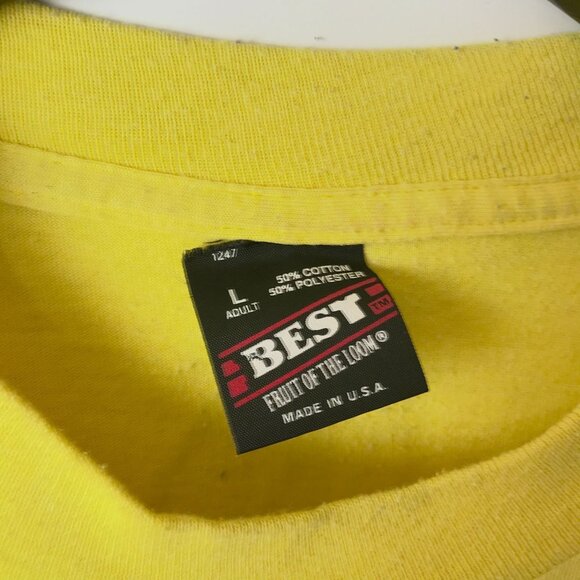 NYOM Vintage 90s Creativity Graphic Tee M USA Single Stitch 50/50 Yellow - Picture 4 of 15